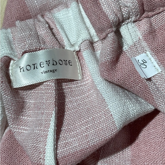 Honeydove Vintage Linen Shorts Pink Gingham Size 30 Elastic Waist One of a Kind - Picture 6 of 7